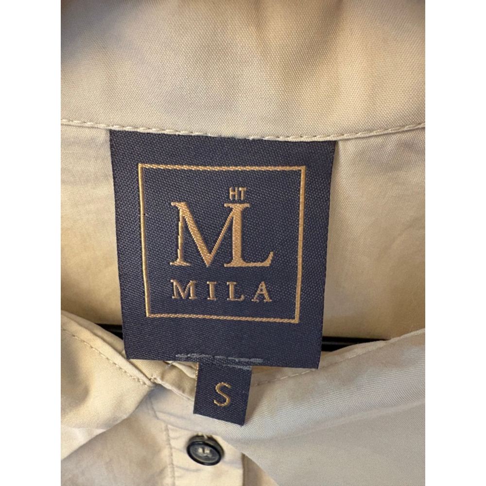 HT Mila Tiered Shirt Dress Cream Belted Midi Maxi Small - Picture 5 of 10